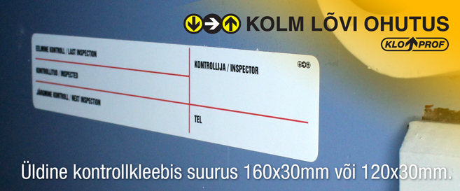 kontrolkleebised, tulekustuti kontrollkleebis, üldine kontrollkleebis