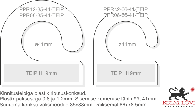 riputuskonksud plastikust kleebitavad